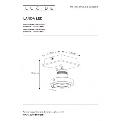 kinkiecik.pl Plafon LANDA LED Dim to warm GU10 1x5W 2200K/3000K White 17906/06/31 Lucide